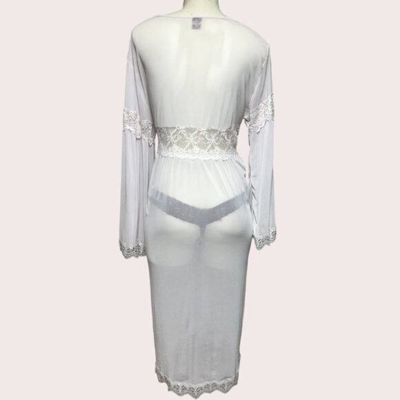 ABB Classic Pale Pink Lace & Sheer Netting Robe Size XL - Picture 3 of 15